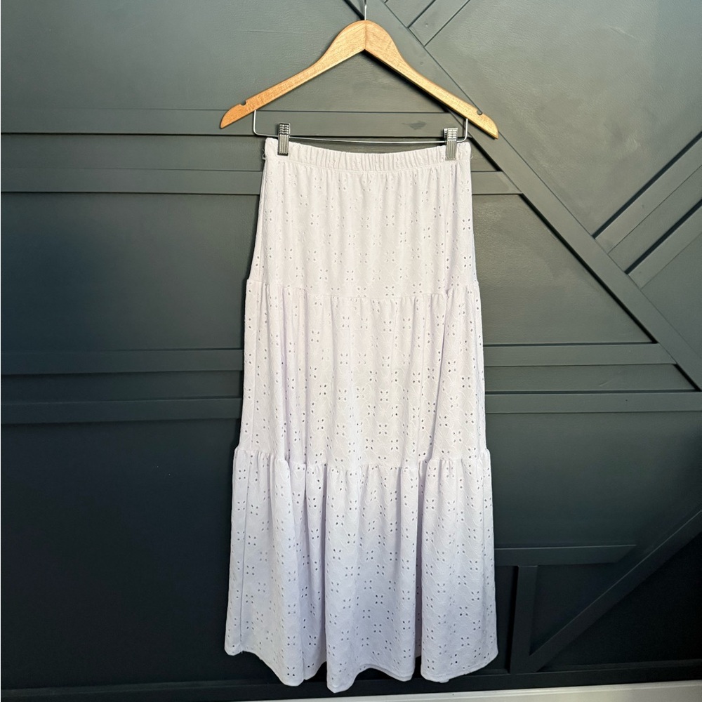 Chic White Eyelet Maxi Skirt
